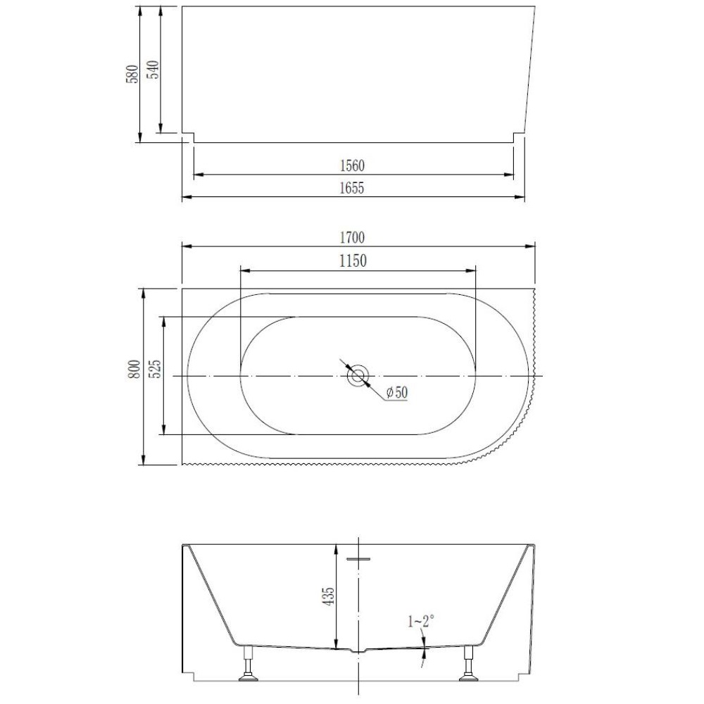 Ванна акриловая Vincea VBT-428 170х80 левая Белый глянцевый — изображение 5