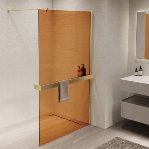 Душевая перегородка Vincea Walk-In Золото матовое / Янтарное